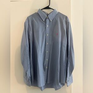 Ralph Lauren Blue and White Checkered Dress Shirt